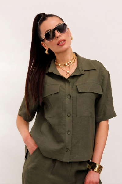 Брюки, жакет Galean Style 982.1 светлый-хаки - фото 9