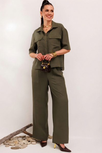 Брюки, жакет Galean Style 982.1 светлый-хаки - фото 8