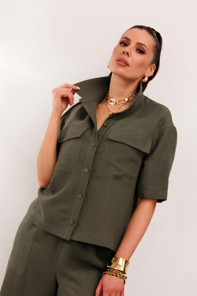 Брюки, жакет Galean Style 982.1 светлый-хаки - фото 7