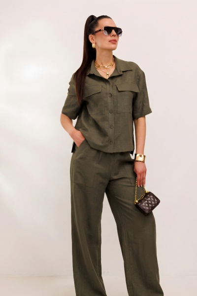 Брюки, жакет Galean Style 982.1 светлый-хаки - фото 6