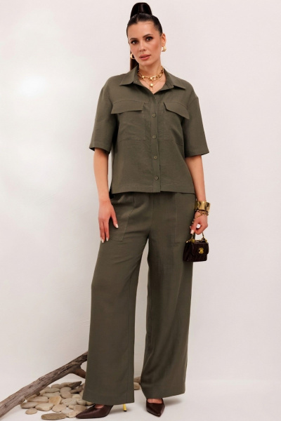 Брюки, жакет Galean Style 982.1 светлый-хаки - фото 5