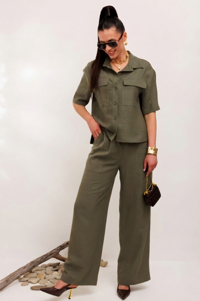 Брюки, жакет Galean Style 982.1 светлый-хаки - фото 3