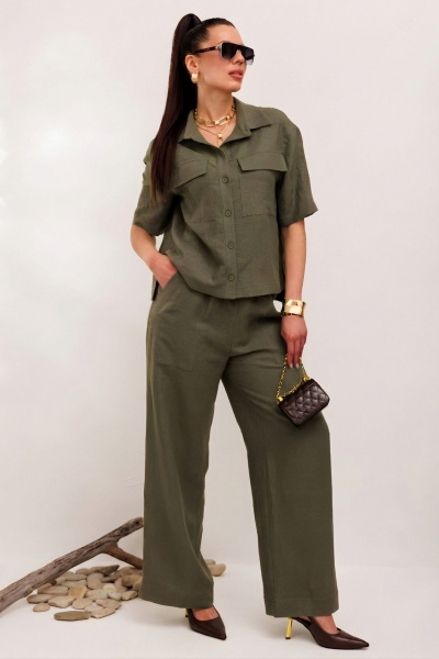 Брюки, жакет Galean Style 982.1 светлый-хаки - фото 2