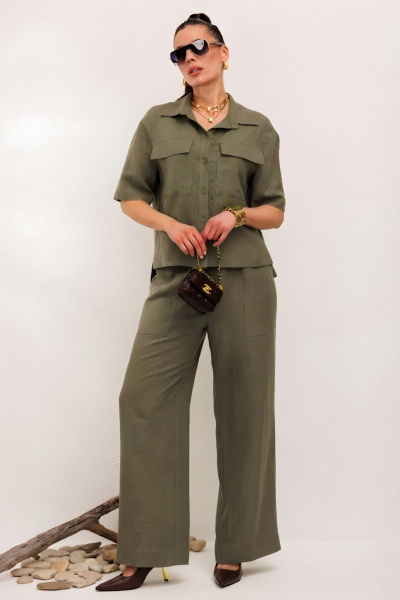 Брюки, жакет Galean Style 982.1 светлый-хаки - фото 1