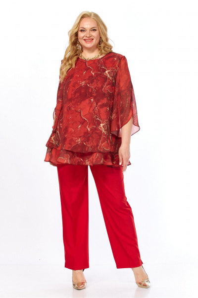 Блуза, брюки Элль-стиль 2213/16 красный_мрамор - фото 22