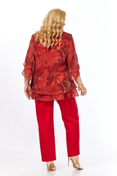 Блуза, брюки Элль-стиль 2213/16 красный_мрамор - фото 15