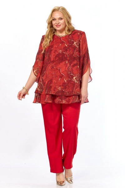 Блуза, брюки Элль-стиль 2213/16 красный_мрамор - фото 12