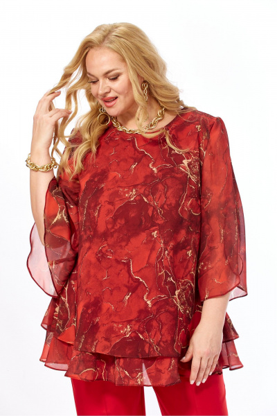 Блуза Элль-стиль 2213/16а красный_мрамор - фото 8