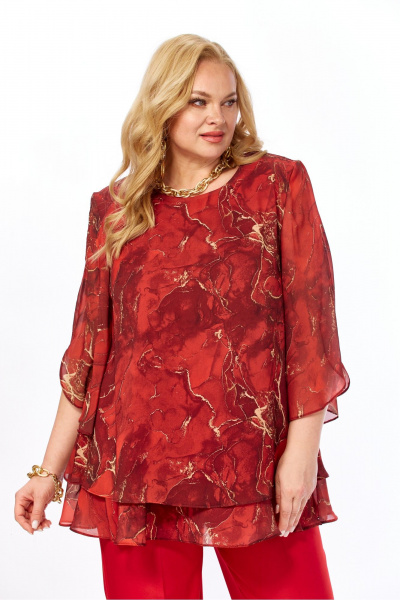 Блуза Элль-стиль 2213/16а красный_мрамор - фото 5