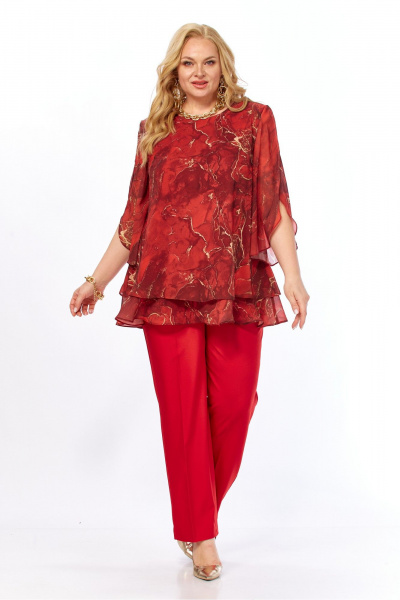 Блуза Элль-стиль 2213/16а красный_мрамор - фото 2