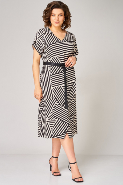 Платье Мишель стиль 1370 черно-бежевый - фото 2