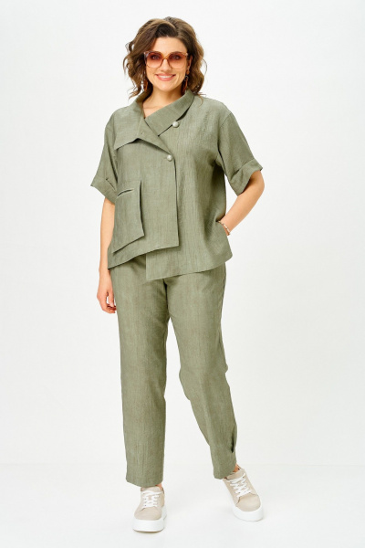 Блуза, брюки Vilena 1153 хаки - фото 9