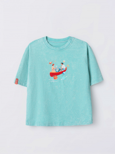 Футболка Mark Formelle 112862/25-ОБР41696П-0 ACID_WASH_на_пыльной_бирюзе_печать_009.2_Эйсид_2 - фото 2