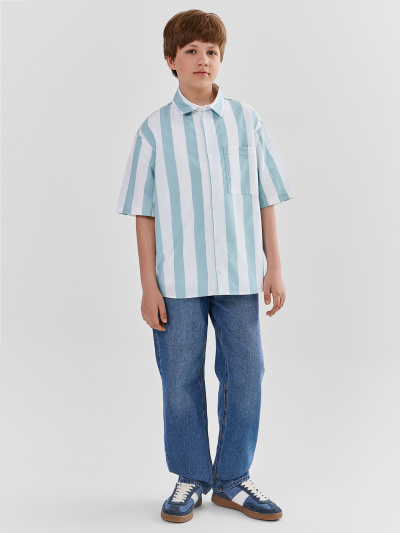Рубашка Mark Formelle 113456-1/25-40511П-9 белая_полоска_на_пыльной_бирюзе - фото 1