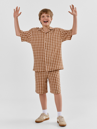 Рубашка Mark Formelle 113467/25-41589П-9 коричневая_клетка_виши - фото 3