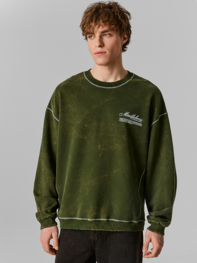 Свитшот Mark Formelle 121893-1/25-ОБР5429П-7(3) ACID_WASH_т.зеленый_печать_009.2_Эйсид_1_сл_ - фото 1