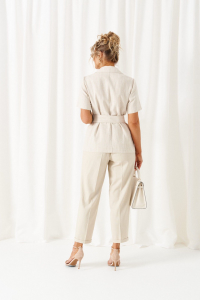 Брюки, жакет Beautiful&Free 6446 бежевый+полоска - фото 6