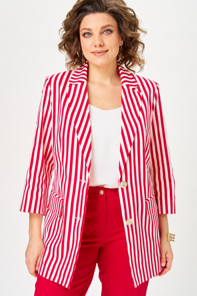 Брюки, жакет БелЭльСтиль 762-3_24_22+609 красная-полоска - фото 6