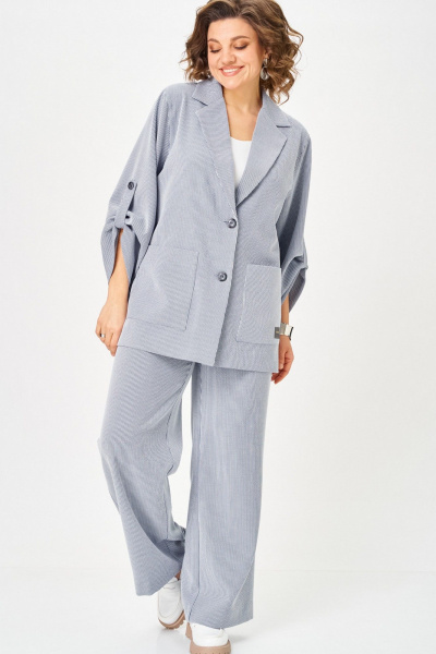 Брюки, жакет БелЭльСтиль 884-3_33_22+601 голубая полоска - фото 8