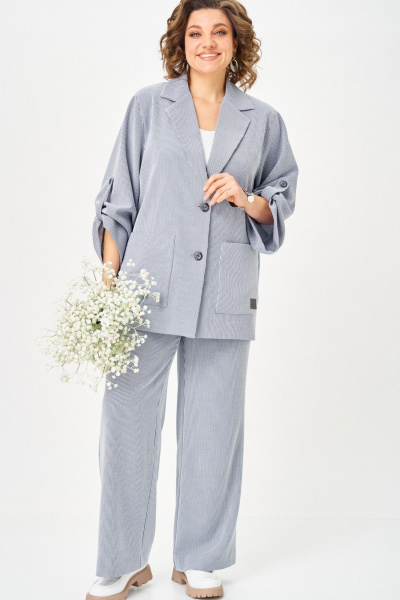Брюки, жакет БелЭльСтиль 884-3_33_22+601 голубая полоска - фото 7