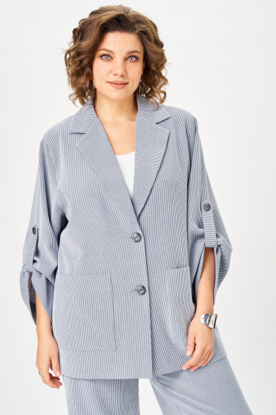 Брюки, жакет БелЭльСтиль 884-3_33_22+601 голубая полоска - фото 4