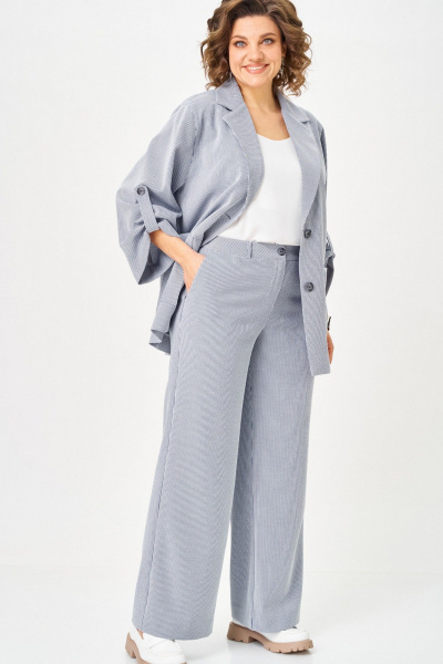 Брюки, жакет БелЭльСтиль 884-3_33_22+601 голубая полоска - фото 3