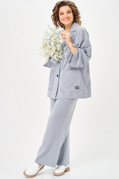Брюки, жакет БелЭльСтиль 884-3_33_22+601 голубая полоска - фото 2