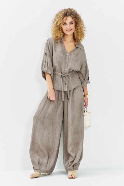 Блуза, брюки Euromoda 716 бежевый_меланж - фото 1