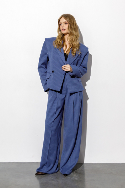 Брюки, баска, жакет PiRS 6429 темно-голубая_полоска - фото 6