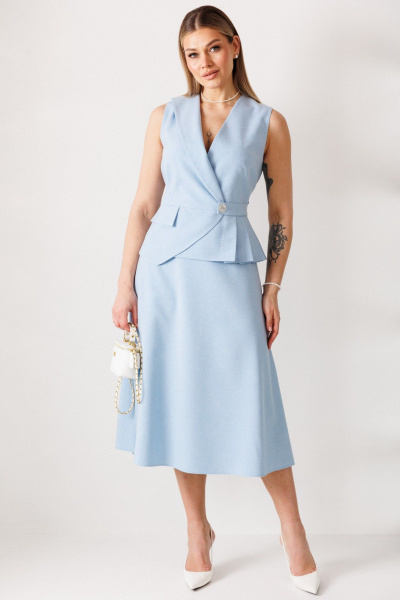 Жилет, юбка Мода Юрс 26-2974 голубой - фото 1