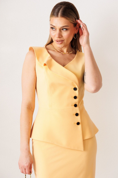 Жакет, юбка Мода Юрс 26-2977 абрикос - фото 3