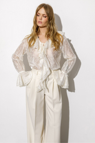 Блуза, брюки PiRS 6685 светло-бежевый+светло-бежевый - фото 6