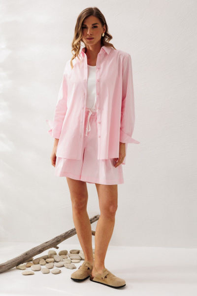 Блуза, майка, шорты Ларс Стиль 1221 розовый-молочный - фото 1