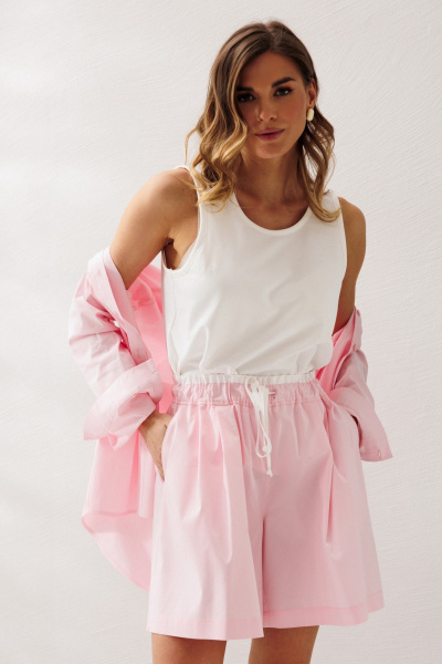 Блуза, майка, шорты Ларс Стиль 1221 розовый-молочный - фото 6