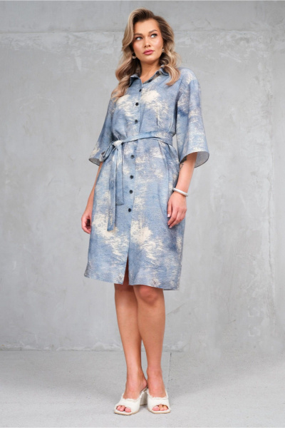 Платье Erika 1733-6 голубой_серый - фото 1