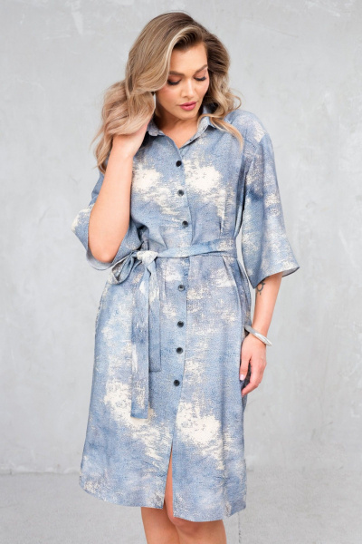 Платье Erika 1733-6 голубой_серый - фото 4
