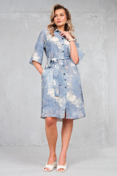 Платье Erika 1733-6 голубой_серый - фото 2