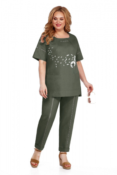 Брюки, туника LaKona 11378 хаки_с_одуванчиками - фото 1