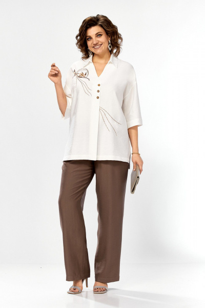 Блуза, брюки Jurimex 3460-2 молоко-шоколад - фото 1