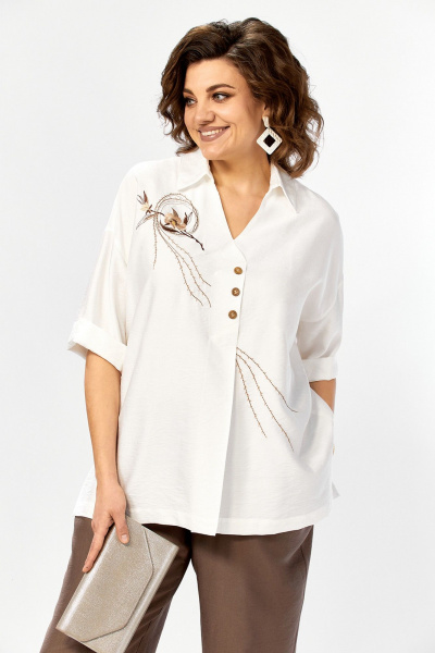 Блуза, брюки Jurimex 3460-2 молоко-шоколад - фото 3