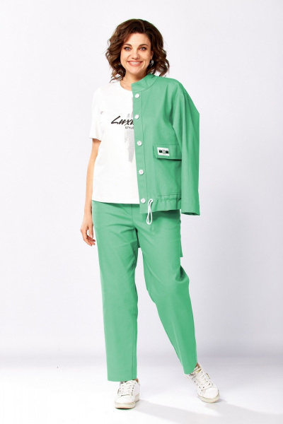 Брюки, бомбер, топ Милора-стиль 1444 ярко-зеленый - фото 1