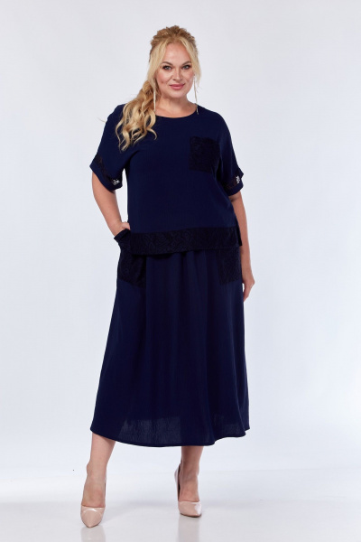 Блуза, юбка СиБон 0339 темно-синий - фото 1