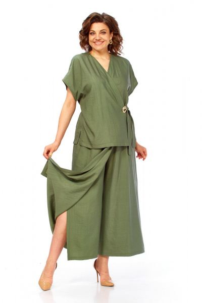 Блуза, брюки Диомант 2173 олива - фото 1