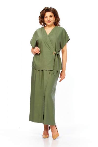 Блуза, брюки Диомант 2173 олива - фото 12