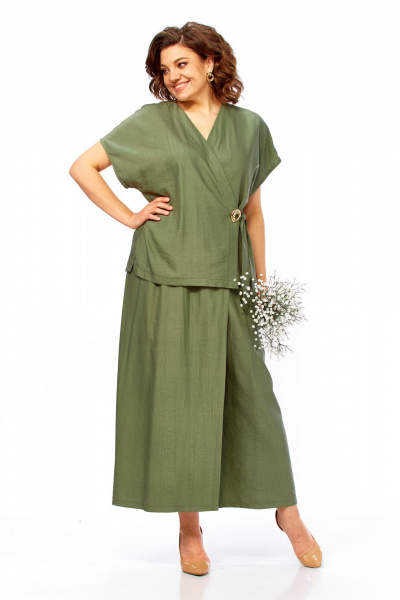 Блуза, брюки Диомант 2173 олива - фото 11