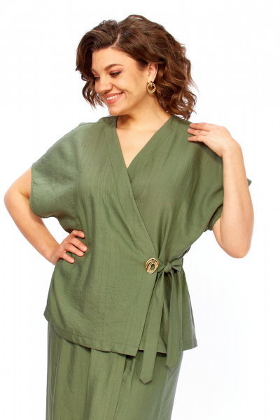 Блуза, брюки Диомант 2173 олива - фото 5
