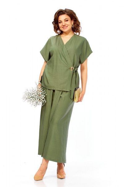 Блуза, брюки Диомант 2173 олива - фото 3