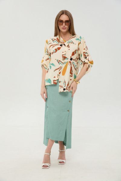 Жакет, юбка NikVa 975-6 мята_и_бохо_мультиколор - фото 1