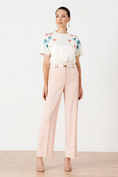 Брюки Nelva 31139 персиковая_клетка - фото 2