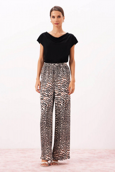 Брюки Nelva 31176 бежево-серный_принт - фото 1